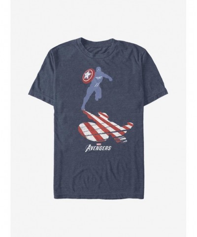 Hot Sale Marvel Captain America Silhouette T-Shirt $10.04 T-Shirts