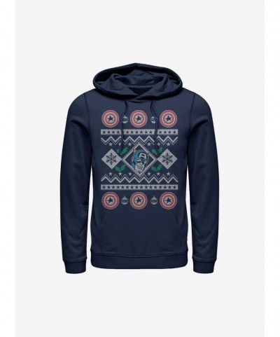 Hot Selling Marvel Captain America Christmas Sweater Hoodie $22.00 Hoodies