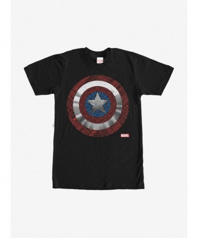 Discount Marvel Ornate Captain America Shield T-Shirt $11.71 T-Shirts