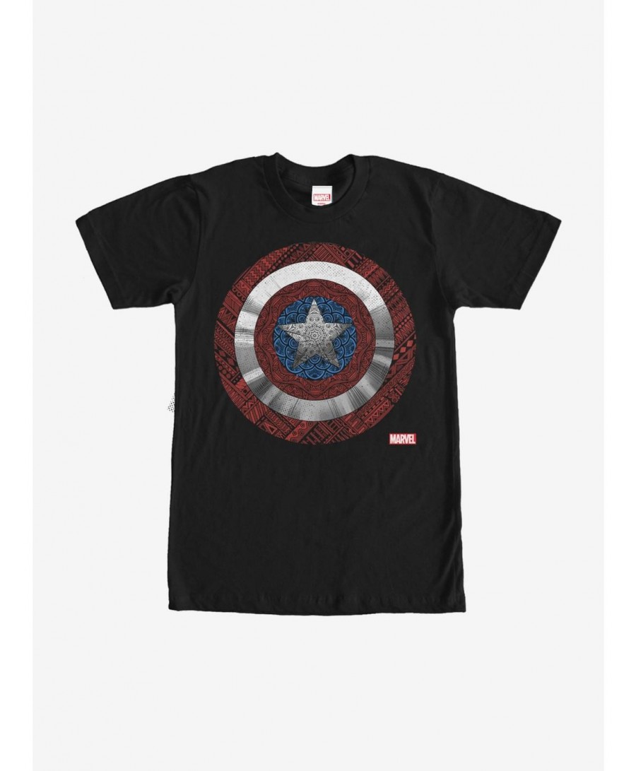 Discount Marvel Ornate Captain America Shield T-Shirt $11.71 T-Shirts