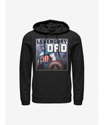 Seasonal Sale Marvel Captain America Legendary Dad Hoodie $20.65 Hoodies