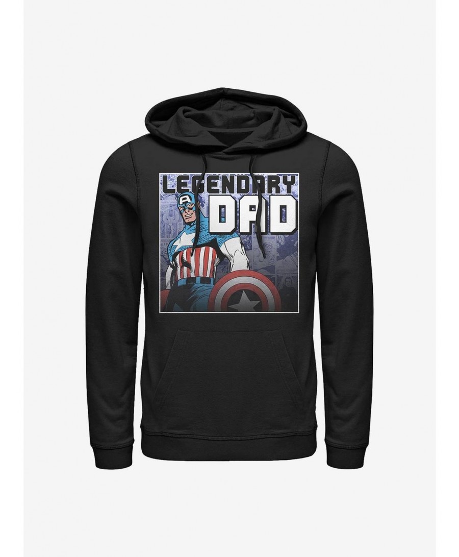 Seasonal Sale Marvel Captain America Legendary Dad Hoodie $20.65 Hoodies