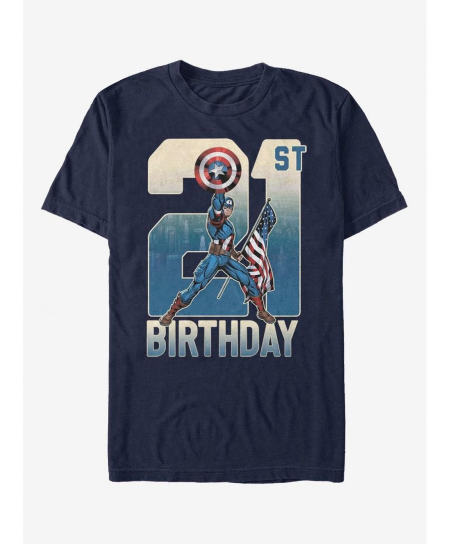 Pre-sale Marvel Captain America 21st Birthday T-Shirt $11.23 T-Shirts