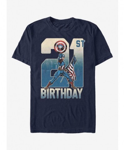 Pre-sale Marvel Captain America 21st Birthday T-Shirt $11.23 T-Shirts