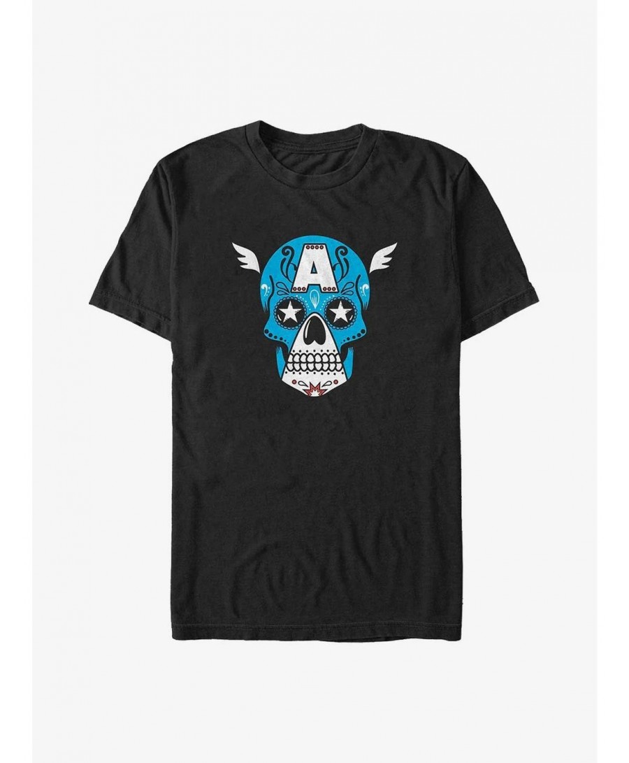 Flash Deal Marvel Captain America Sugar Skull Big & Tall T-Shirt $13.16 T-Shirts