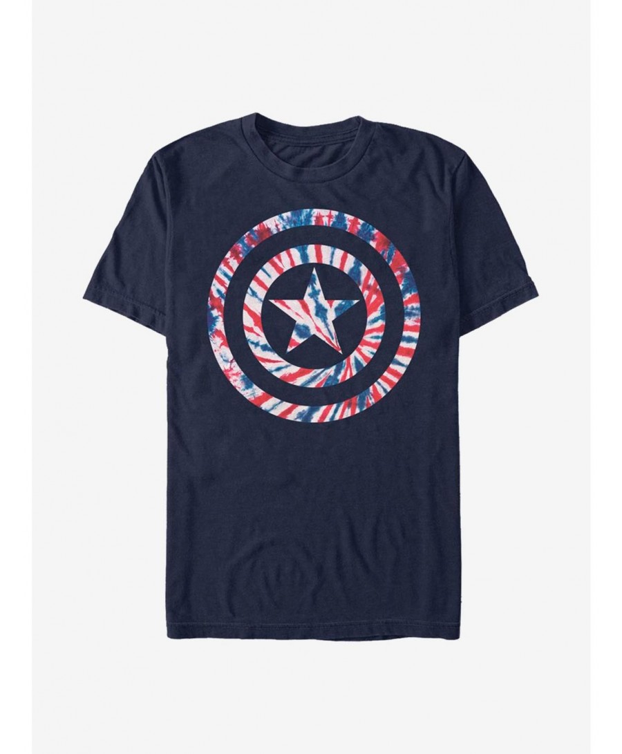 Festival Price Marvel Captain America Tie-Dye T-Shirt $9.80 T-Shirts