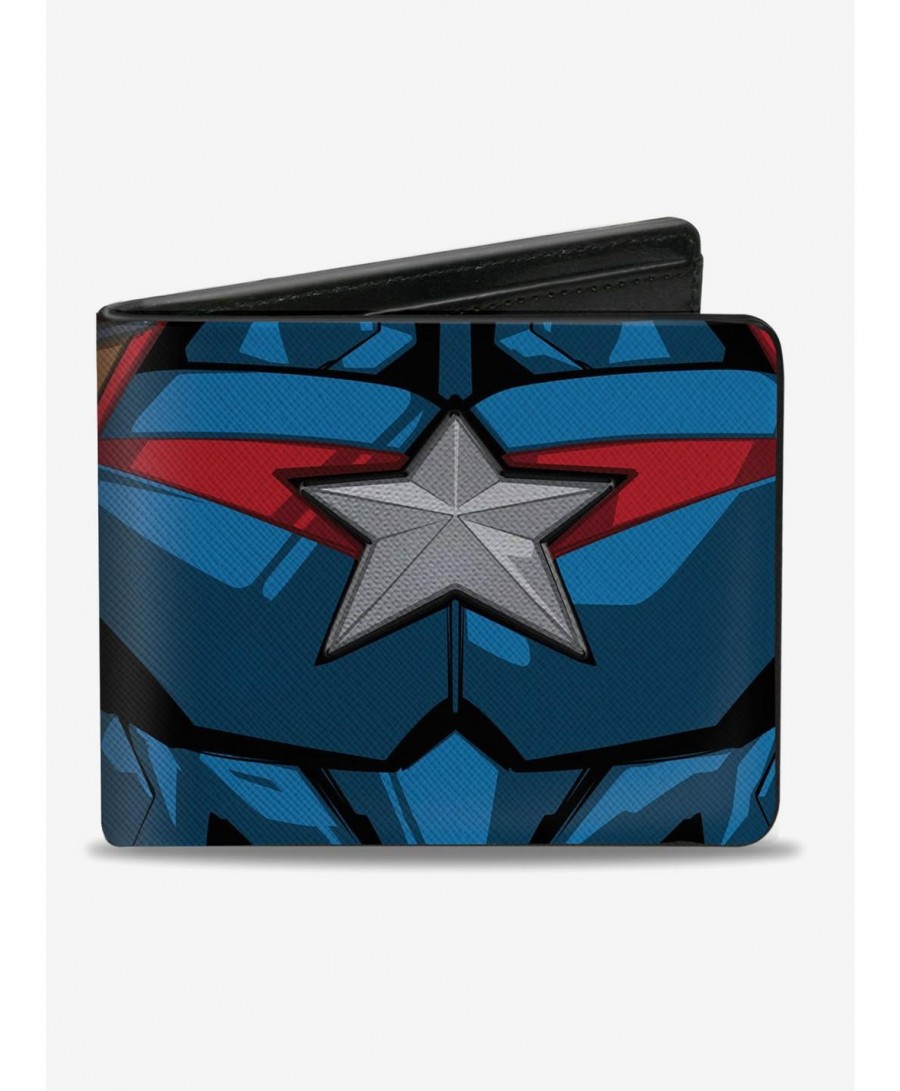 Bestselling Marvel Captain America Chest Star Back Shield Bifold Wallet $9.20 Wallets