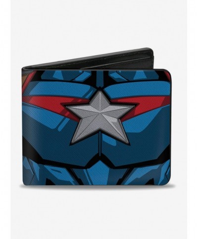 Bestselling Marvel Captain America Chest Star Back Shield Bifold Wallet $9.20 Wallets