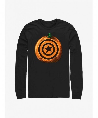 Unique Marvel Captain America Pumpkin Logo Long-Sleeve T-Shirt $14.81 T-Shirts