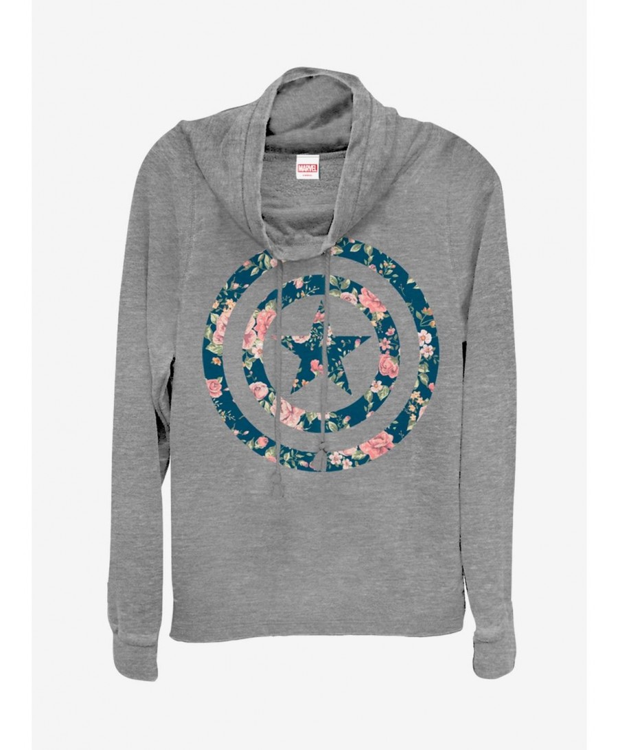 New Arrival Marvel Captain America Captain Floral Cowlneck Long-Sleeve Girls Top $19.76 Tops