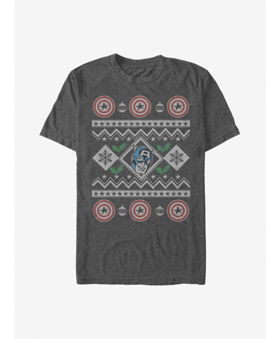 Limited-time Offer Marvel Captain America Ugly Holiday T-Shirt $8.37 T-Shirts