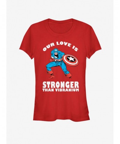 Discount Sale Marvel Captain America Strong Love Valentine Girls T-Shirt $8.22 T-Shirts