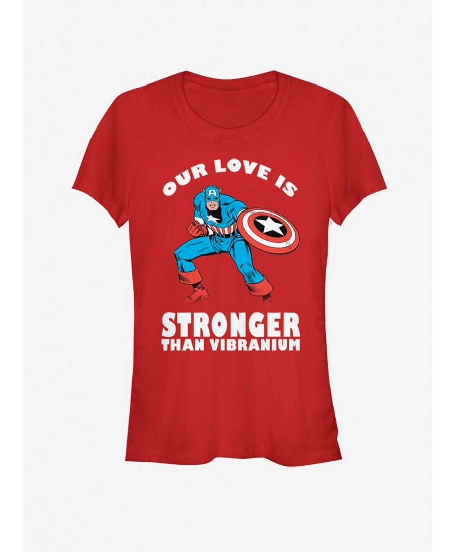 Discount Sale Marvel Captain America Strong Love Valentine Girls T-Shirt $8.22 T-Shirts