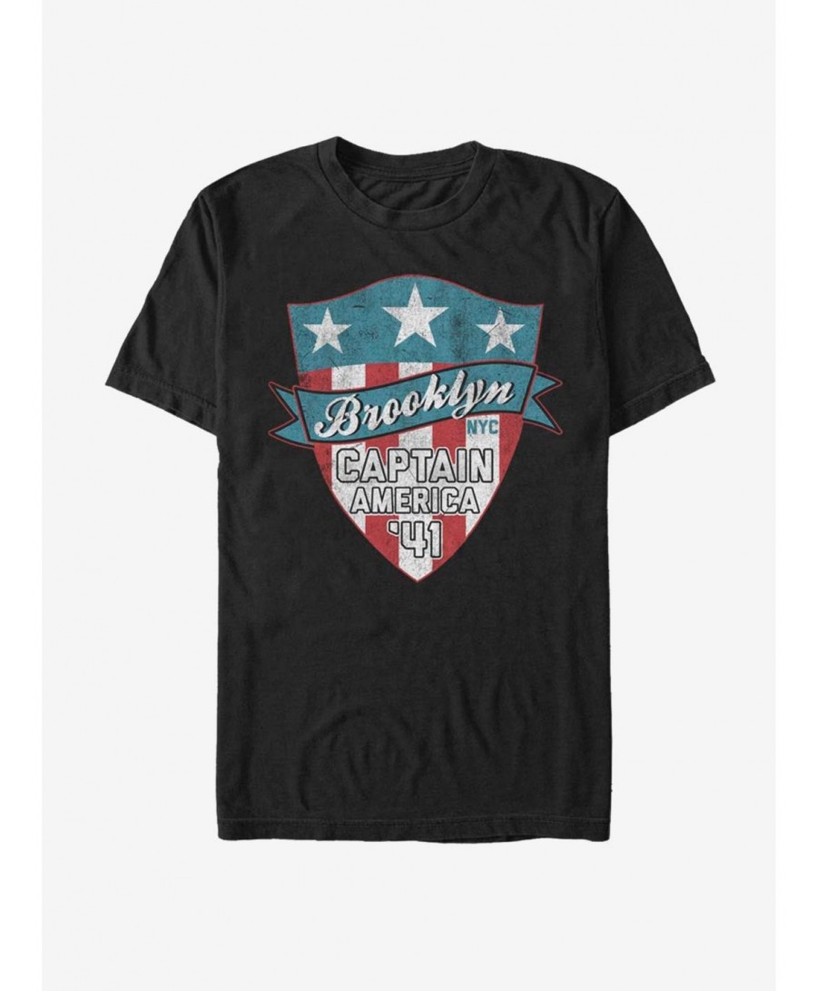 Unique Marvel Captain America Brooklyn Captain Logo T-Shirt $8.37 T-Shirts