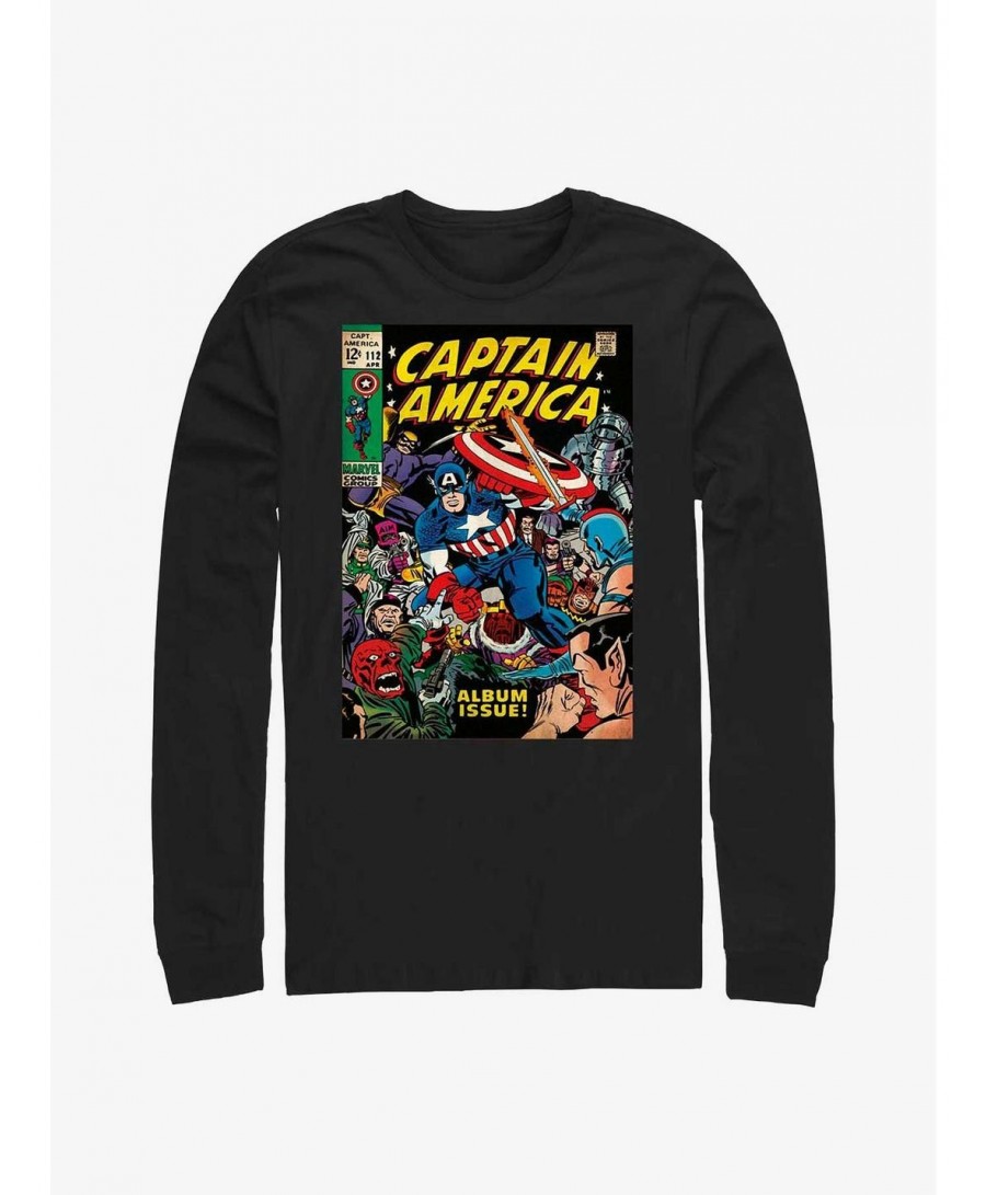 Hot Selling Marvel Captain America Comic Book Cover Long-Sleeve T-Shirt $14.81 T-Shirts