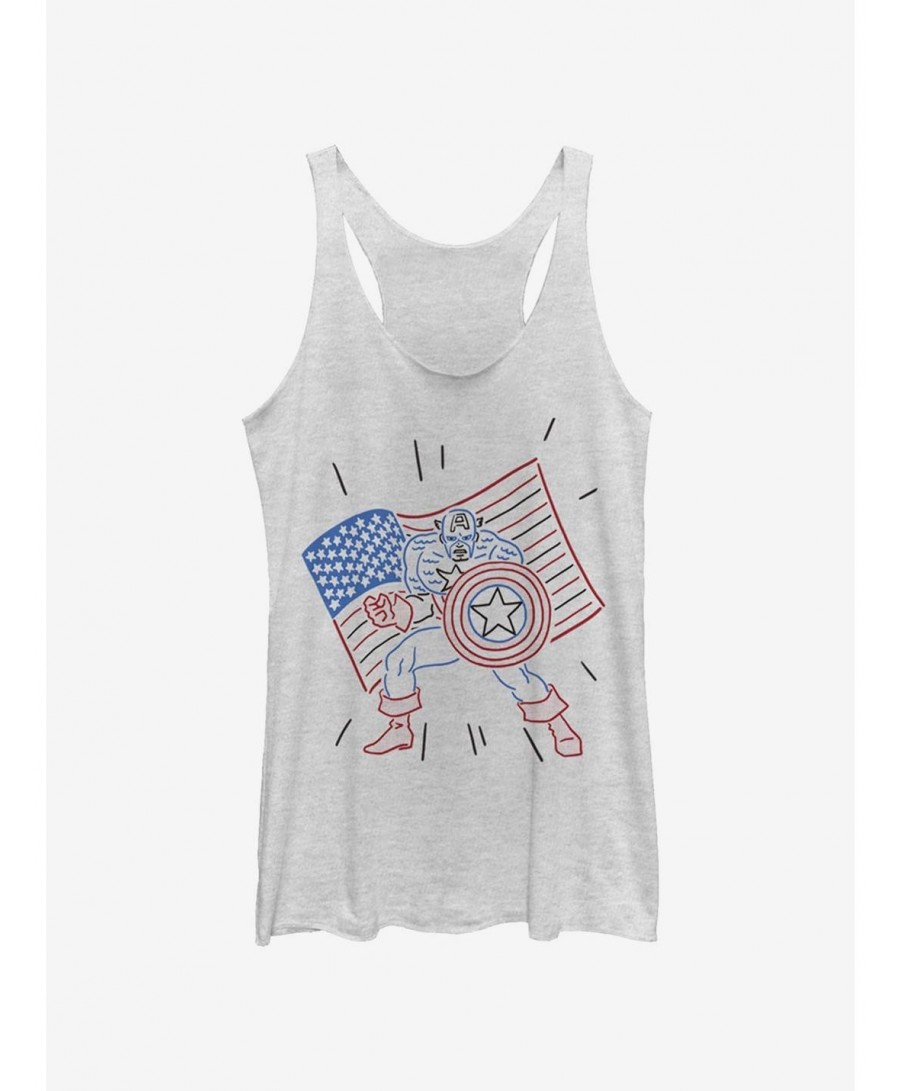 Discount Marvel Captain America Neon Captain Girls Tank $11.91 Tanks