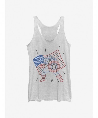 Discount Marvel Captain America Neon Captain Girls Tank $11.91 Tanks