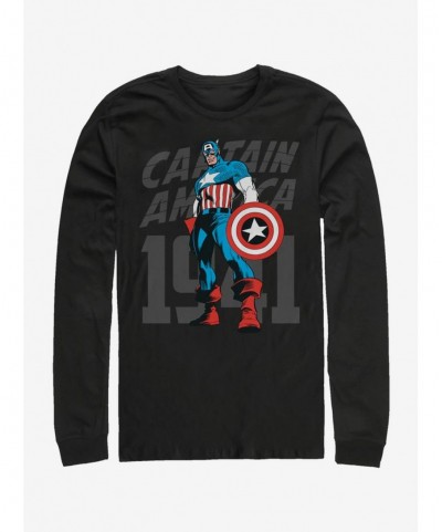 Fashion Marvel Captain America Decades Cap Long-Sleeve T-Shirt $14.81 T-Shirts