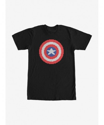 Exclusive Price Marvel Captain America Pixelated Shield T-Shirt $8.60 T-Shirts