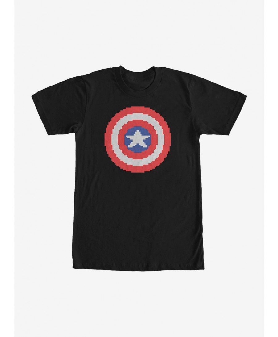 Exclusive Price Marvel Captain America Pixelated Shield T-Shirt $8.60 T-Shirts