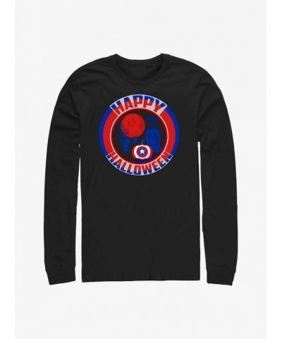 Flash Sale Marvel Captain America Happy Halloween Long-Sleeve T-Shirt $14.48 T-Shirts