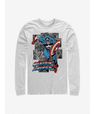 Unique Marvel Captain America Comic Cap Long-Sleeve T-Shirt $9.87 T-Shirts