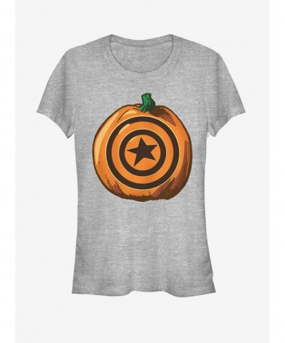 Sale Item Marvel Halloween Captain America Shield Pumpkin Girls T-Shirt $10.46 T-Shirts