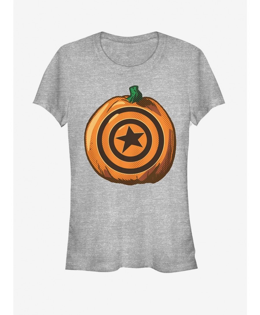 Sale Item Marvel Halloween Captain America Shield Pumpkin Girls T-Shirt $10.46 T-Shirts