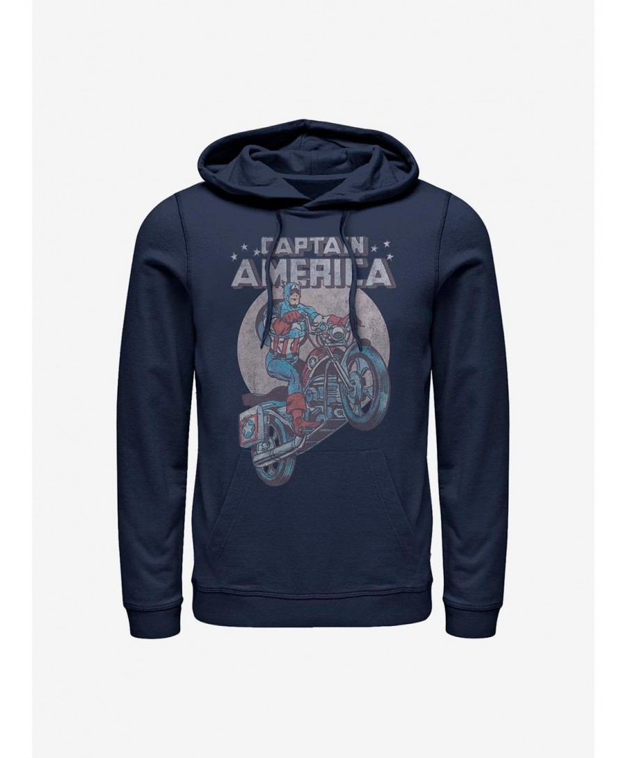 Huge Discount Marvel Captain America Motorcycle Hoodie $22.45 Hoodies