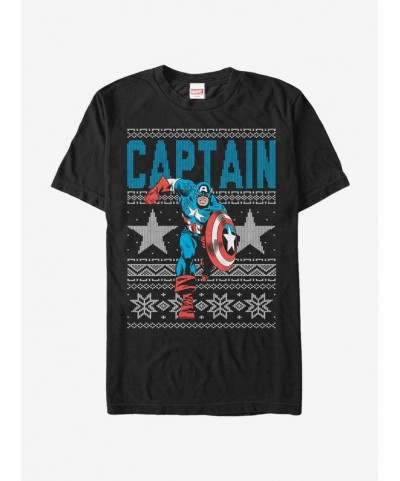 Flash Deal Marvel Captain America Star Ugly Christmas Sweater T-Shirt $10.99 T-Shirts