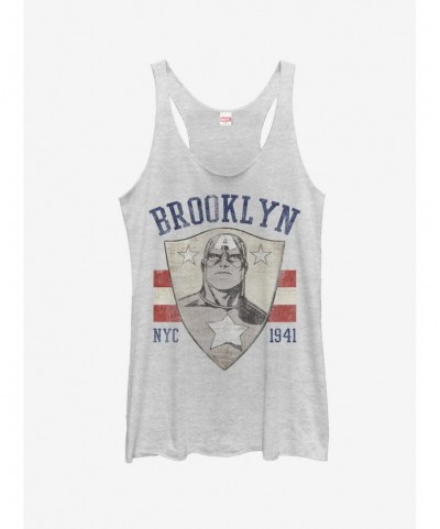 Festival Price Marvel Captain America Brooklyn Captain Face Girls Tank $12.69 Tanks