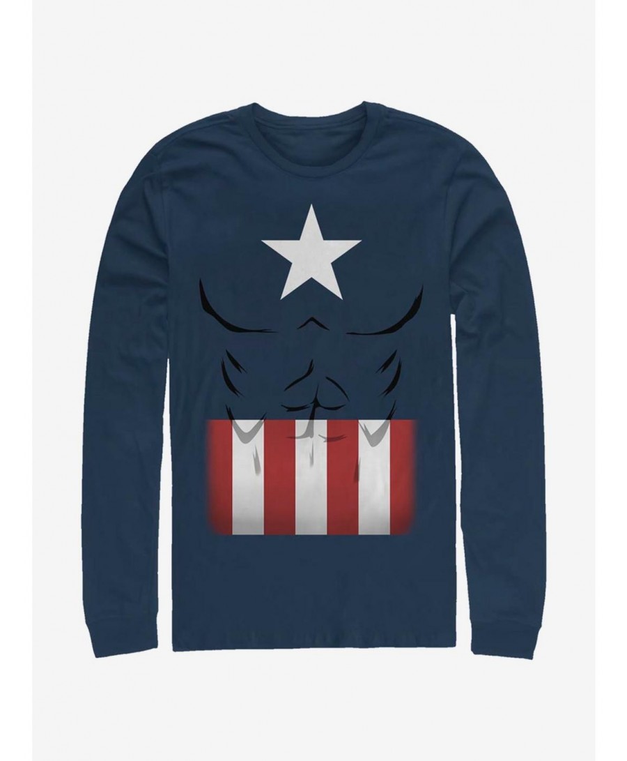 Discount Marvel Captain America Captain Simple Suit Long-Sleeve T-Shirt $12.50 T-Shirts