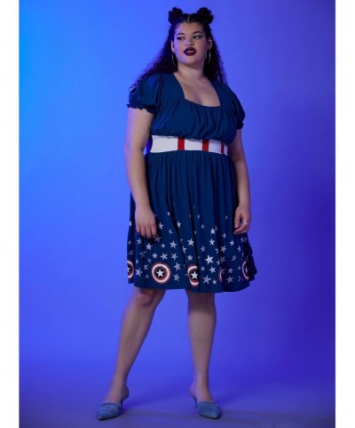 Value for Money Her Universe Marvel Captain America Shield Retro Dress Plus Size $26.36 Others