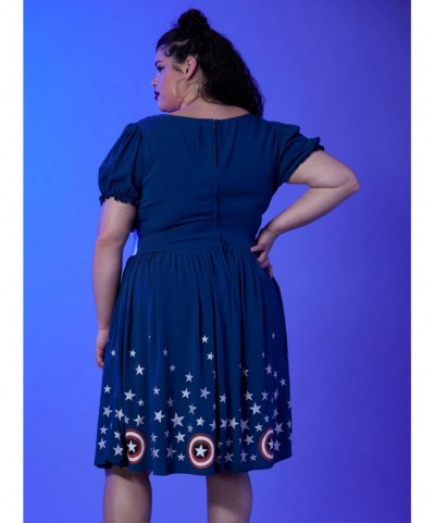 Value for Money Her Universe Marvel Captain America Shield Retro Dress Plus Size $26.36 Others