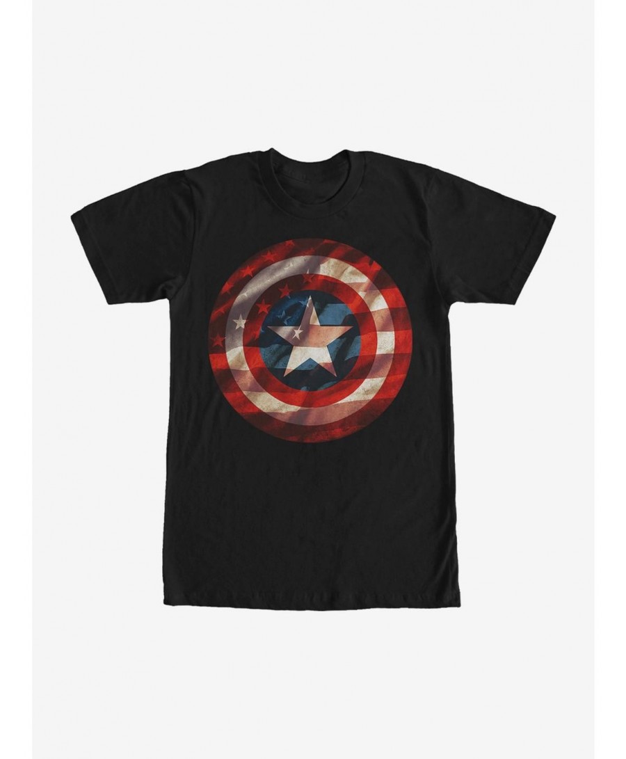 Discount Marvel Captain America Shield Flag T-Shirt $7.65 T-Shirts