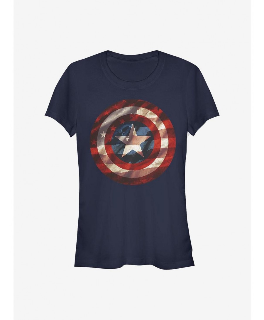 Limited-time Offer Marvel Captain America Flag Shield Girls T-Shirt $7.47 T-Shirts