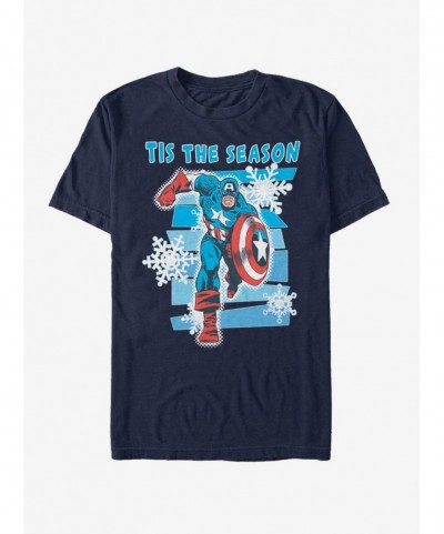 Premium Marvel Captain America Tis The Season Snowflake T-Shirt $8.13 T-Shirts