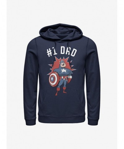 Festival Price Marvel Captain America Number 1 Dad Hoodie $21.10 Hoodies