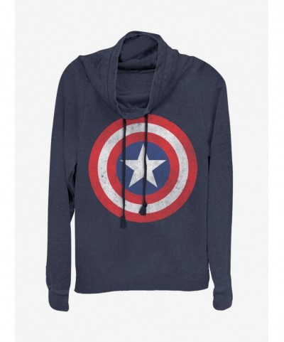 New Arrival Marvel Captain America Captain Classic Cowl Neck Long-Sleeve Girls Top $16.16 Tops