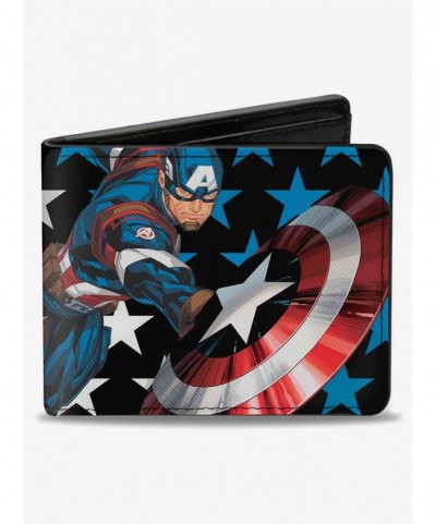 Festival Price Marvel Captain America Throwing Shield Stars Bifold Wallet $10.24 Wallets