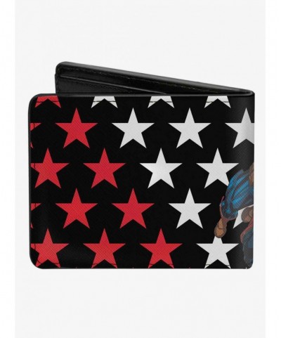 Festival Price Marvel Captain America Throwing Shield Stars Bifold Wallet $10.24 Wallets