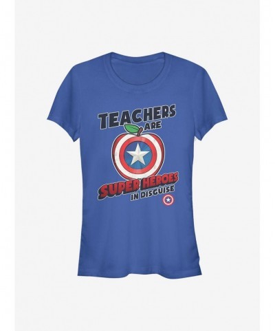 Bestselling Marvel Captain America Teachers Are Superheroes Girls T-Shirt $9.21 T-Shirts