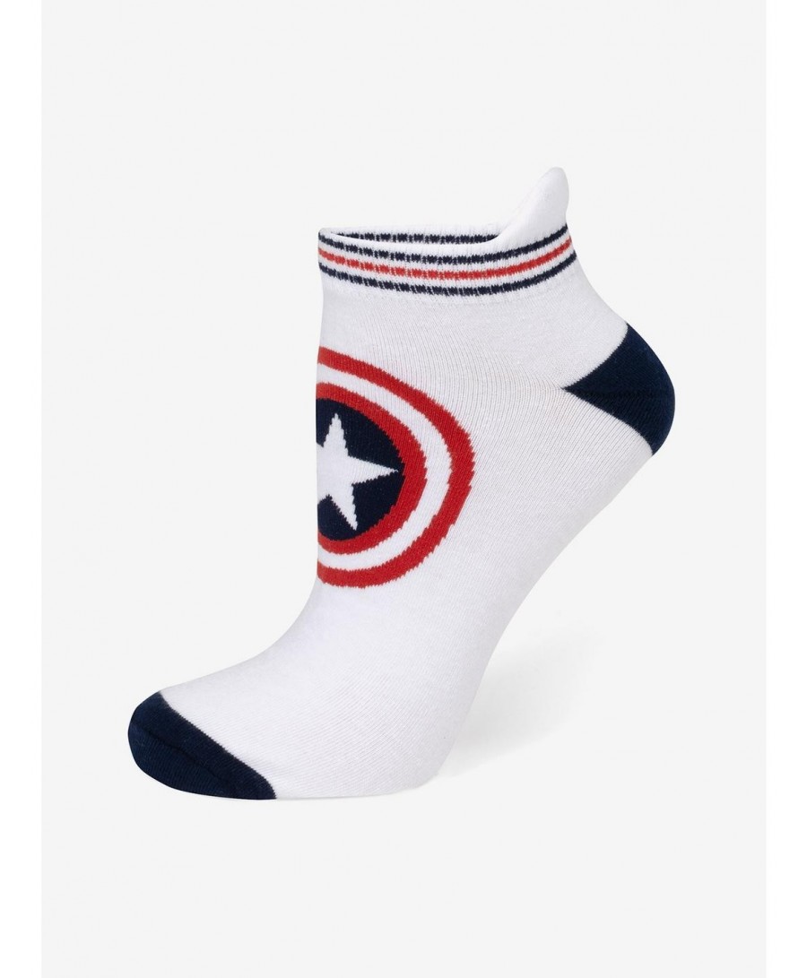 Flash Sale Marvel Captain America White Ankle Socks $6.45 Socks