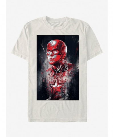 Fashion Marvel Avengers: Endgame Captain America Painted T-Shirt $10.52 T-Shirts