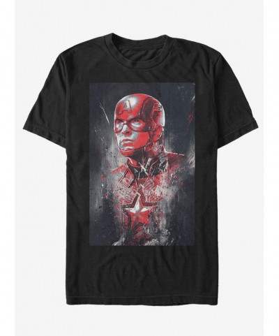 Fashion Marvel Avengers: Endgame Captain America Painted T-Shirt $10.52 T-Shirts