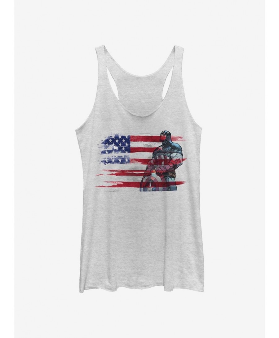 Wholesale Marvel Captain America Captain Inkflag Girls Tank $12.43 Tanks