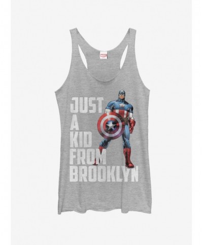 Festival Price Marvel Captain America Captain From Brooklyn Girls Tank $9.84 Tanks