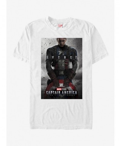 Huge Discount Marvel Captain America First Avenger Poster T-Shirt $9.08 T-Shirts