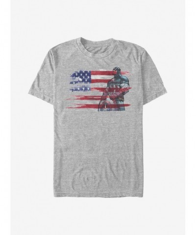 Flash Sale Marvel Captain America Capt Ink Flag T-Shirt $7.65 T-Shirts