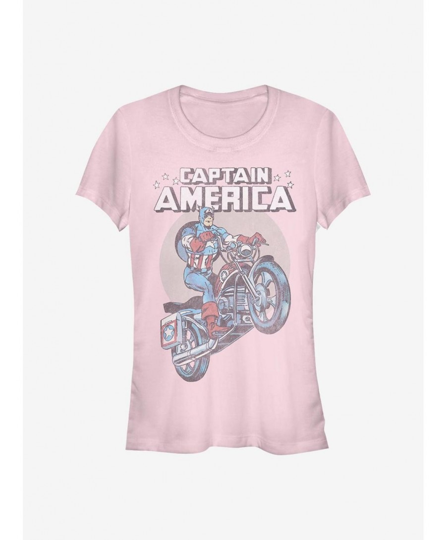 New Arrival Marvel Captain America Motorcycle Girls T-Shirt $8.72 T-Shirts